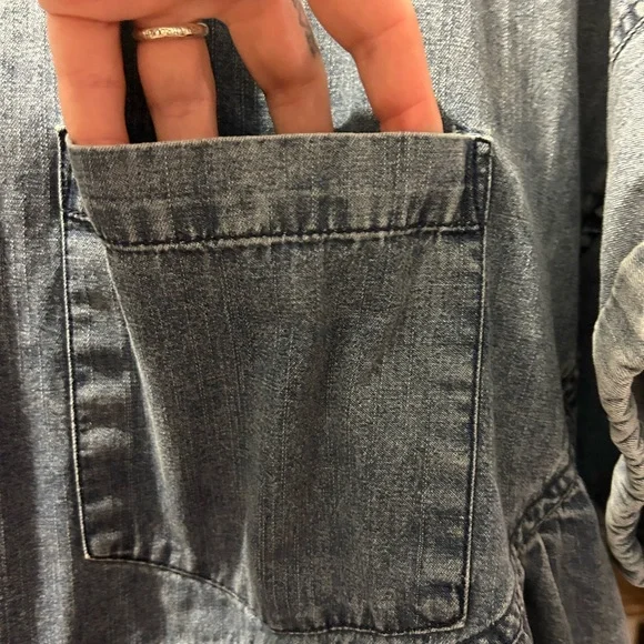 We The Free Moon City Oversized Denim Babydoll Top - Picture 3 of 5